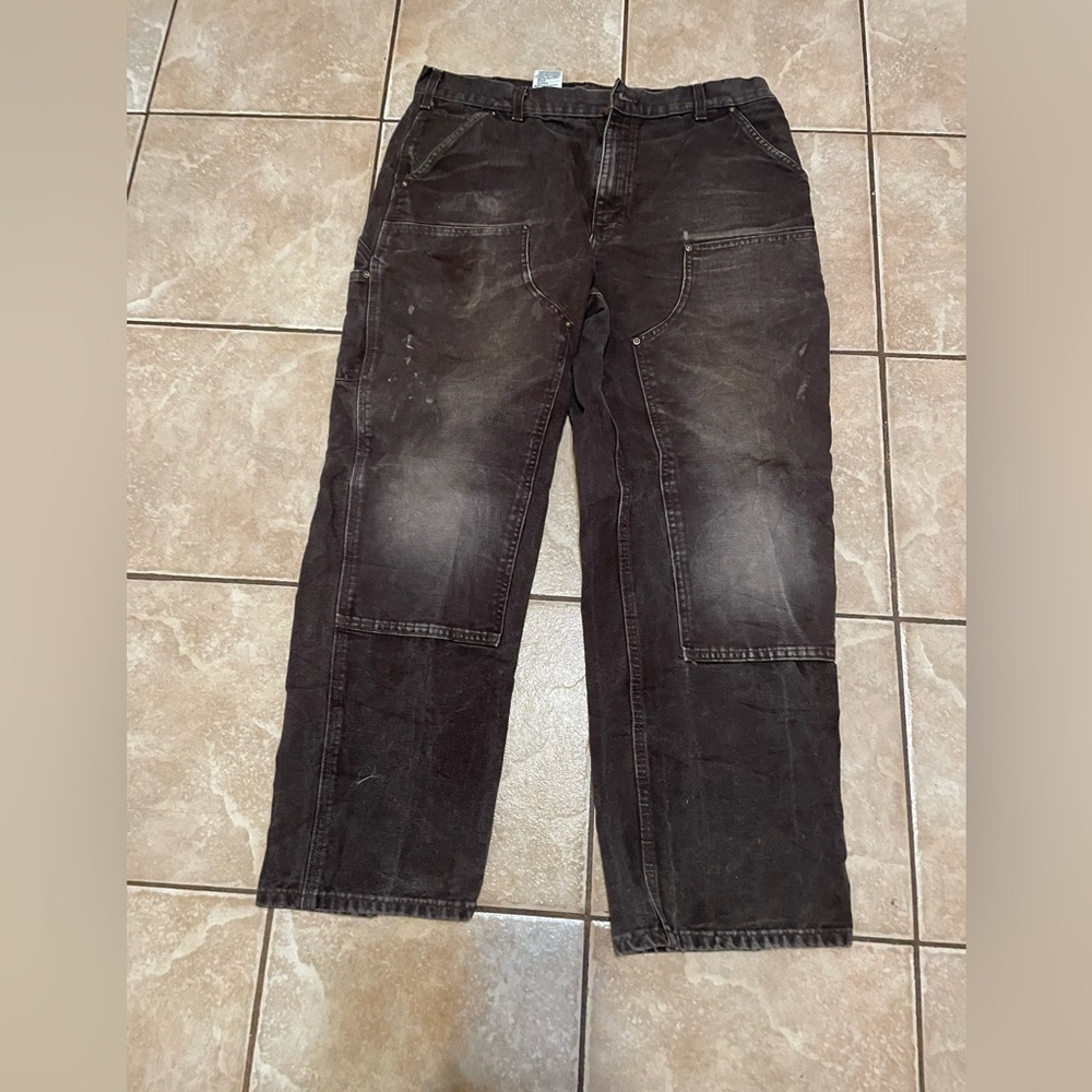 Carhartt B136 BRN Double Knee Work Carpenter Pants Men's 36x30 Fits 36 x 29​